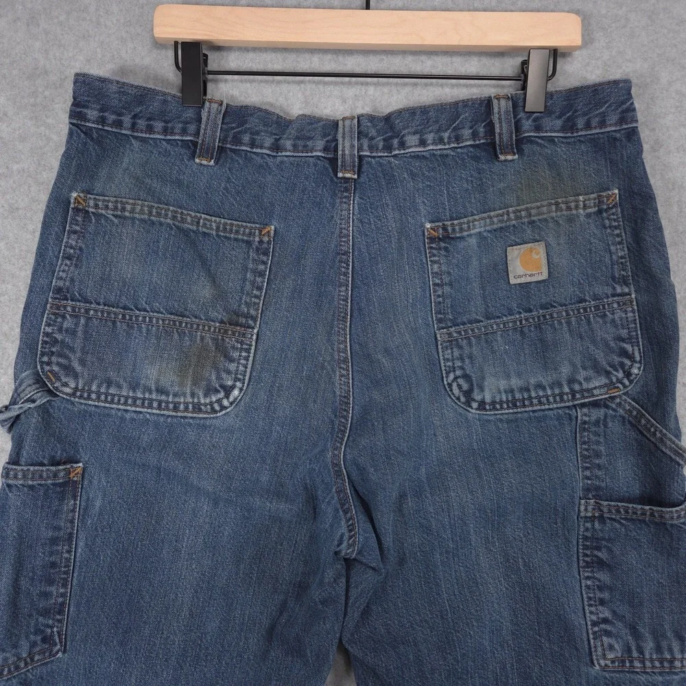 Carhartt Loose Fit Mens Size 36x32 Distressed Grunge Blue Denim Jeans BD4941-M